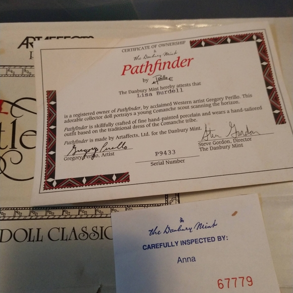 🐎🐎 Indian Doll Numbered with Certificate Danbury Mint 15" - Picture 11 of 16